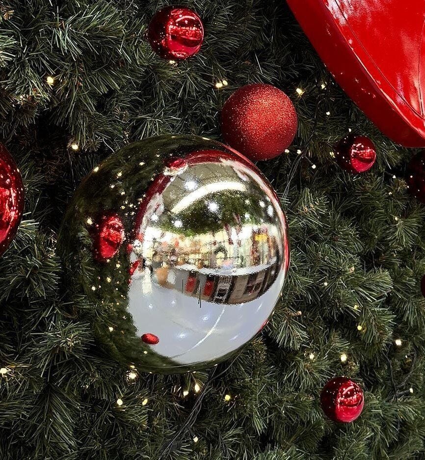 Yılbaşı Süsü Parlak Top 25 cm Gümüş