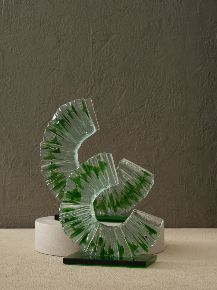 Cam Yarım Ay Disk Yeşil - 27x10cm