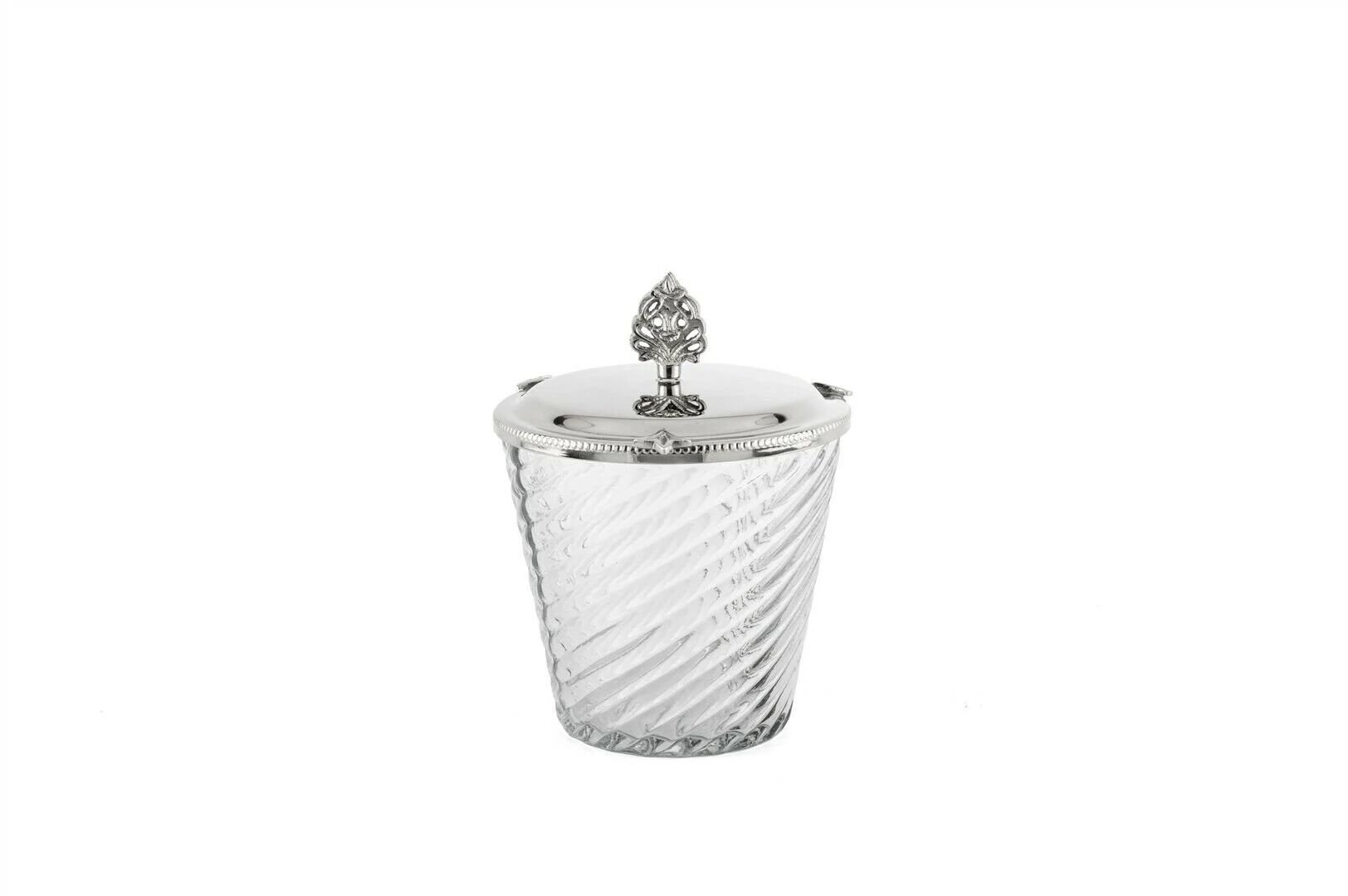 Gümüş Kapaklı  Cam Kavanoz Gümüş - 14x18cm