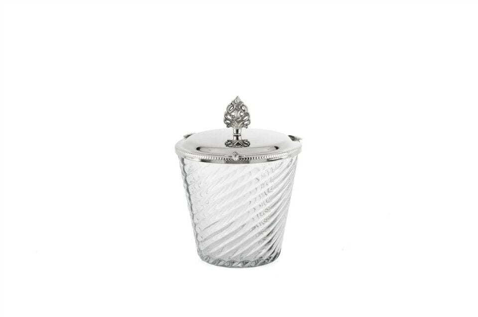 Gümüş Kapaklı  Cam Kavanoz Gümüş - 14x18cm