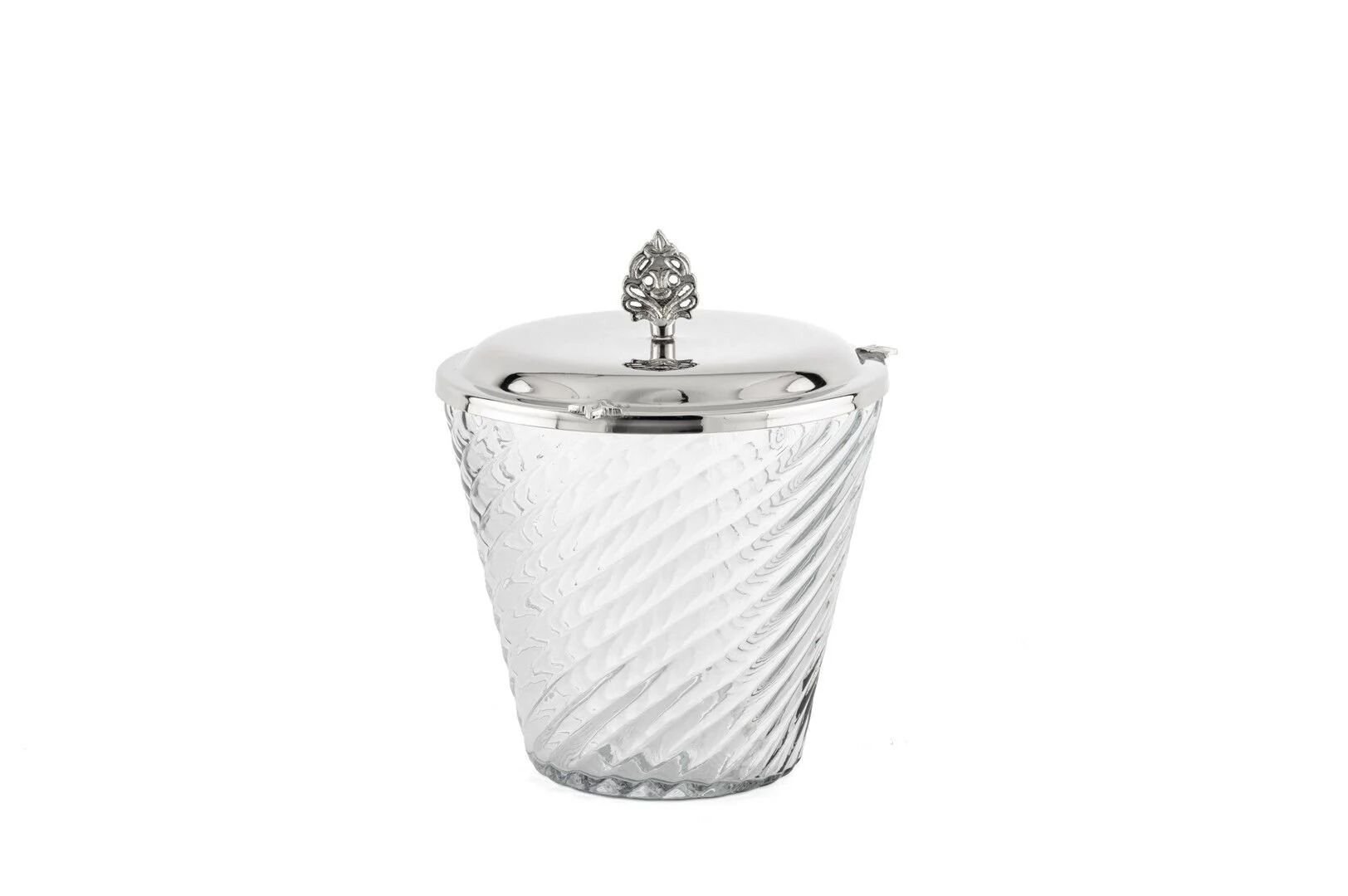 Gümüş Kapaklı  Cam Kavanoz Gümüş - 17x20cm