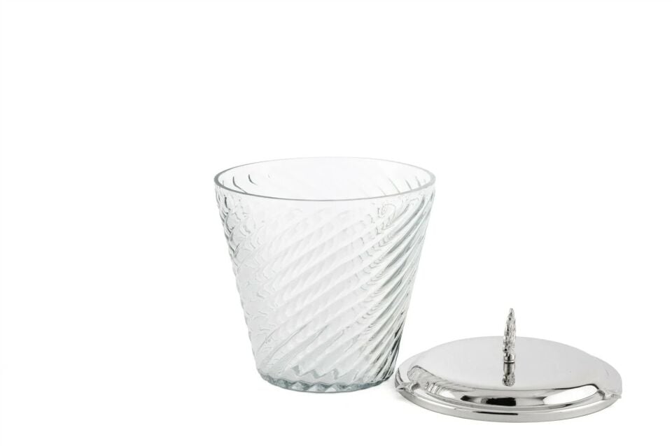 Gümüş Kapaklı  Cam Kavanoz Gümüş - 17x20cm