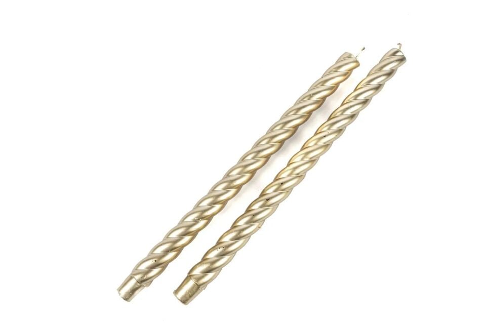 Kalın 2li Mum Kıvrık Gold - 35cm
