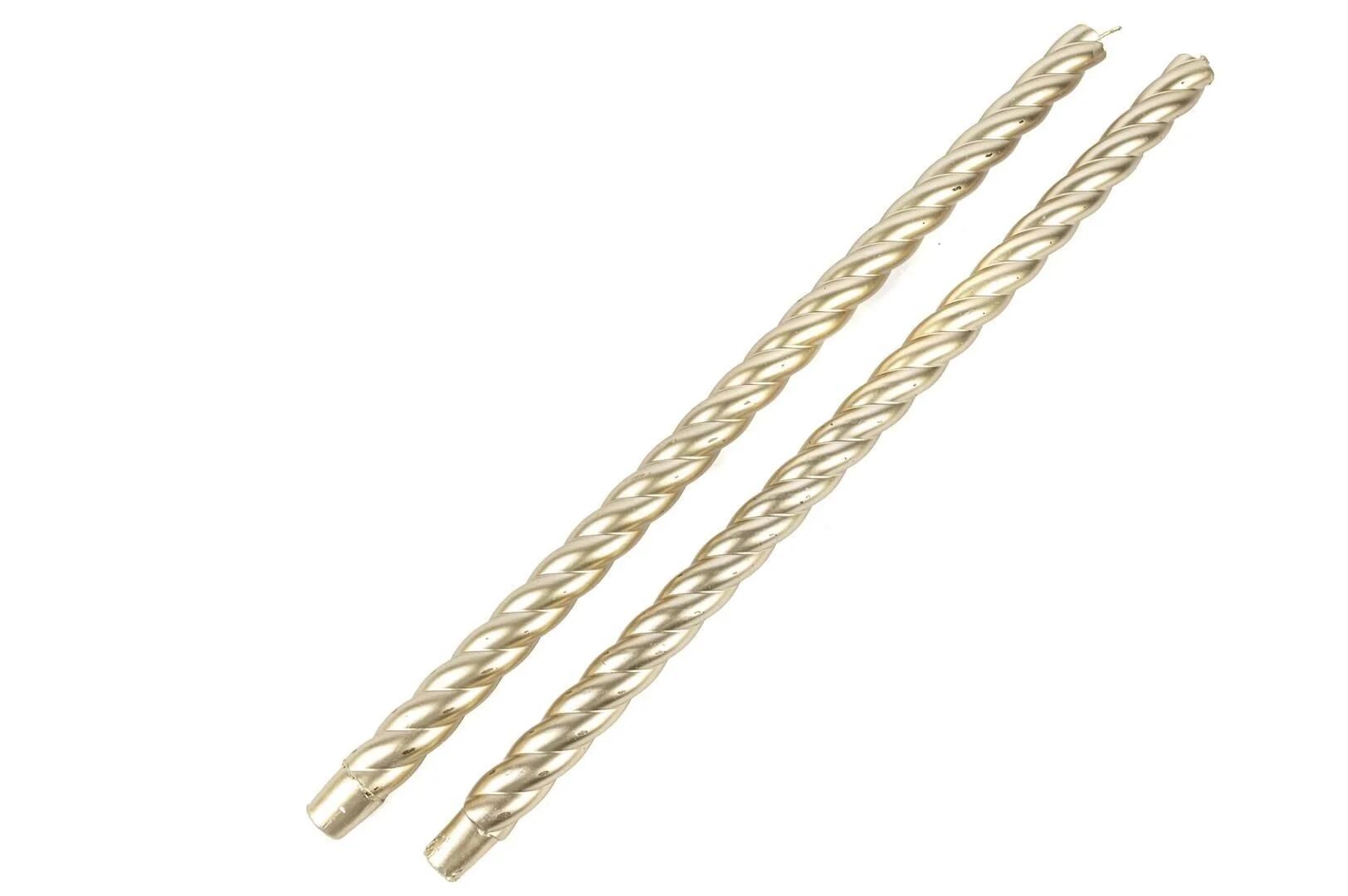 İnce 2li Mum Kıvrık Gold - 48cm