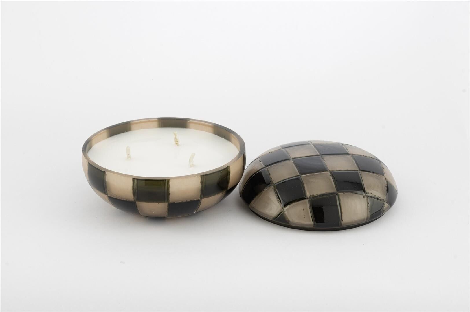 Siyah Krem Kapaklı Cam Mum Bergamot Siyah/Krem - 15x9cm