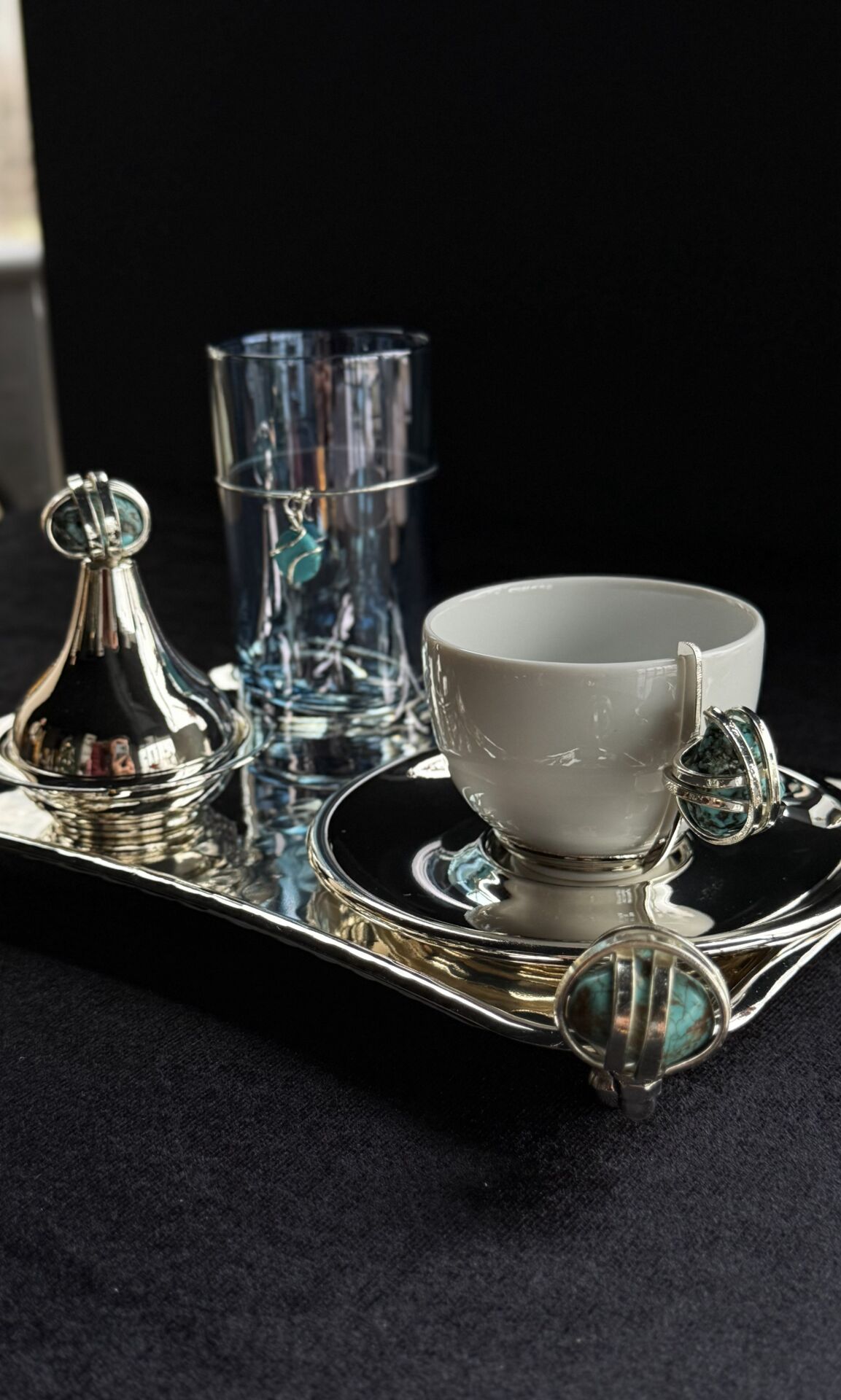 SELECT DT GÜMÜŞ KAHVE SETİ Turkuaz
