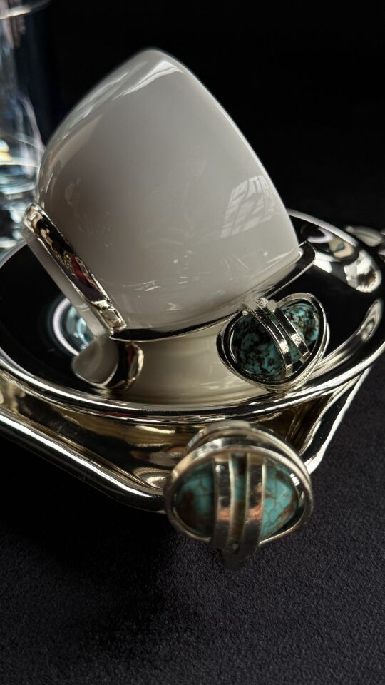 SELECT DT GÜMÜŞ KAHVE SETİ Turkuaz