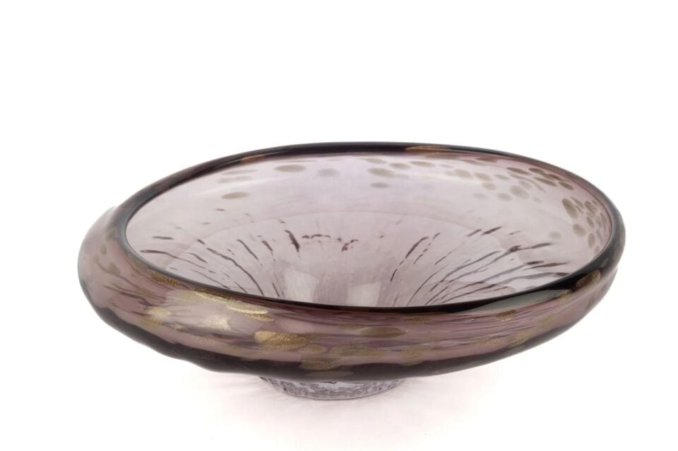 Pembe Simli Cam Dek Tabak 33x12cm