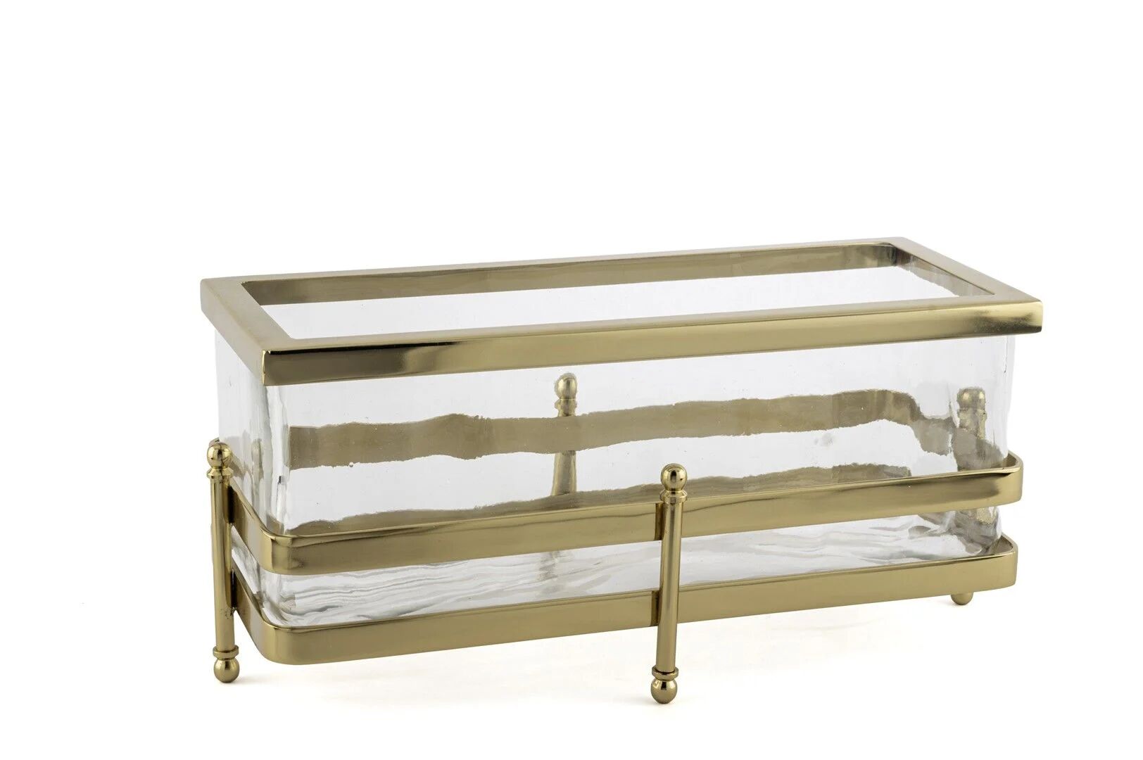 Gold Metal Standlı Dik Cam Sunumluk 34x16x16cm