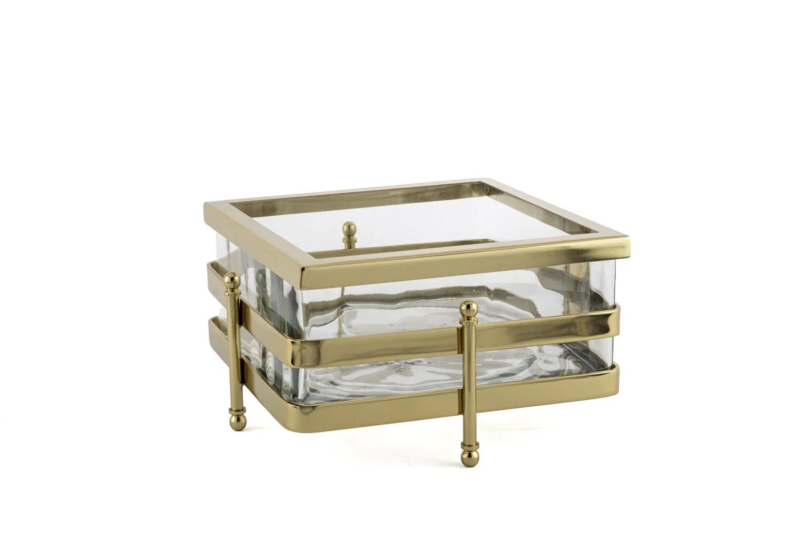 Gold Metal Standlı Kare Cam Sunumluk 23x13cm