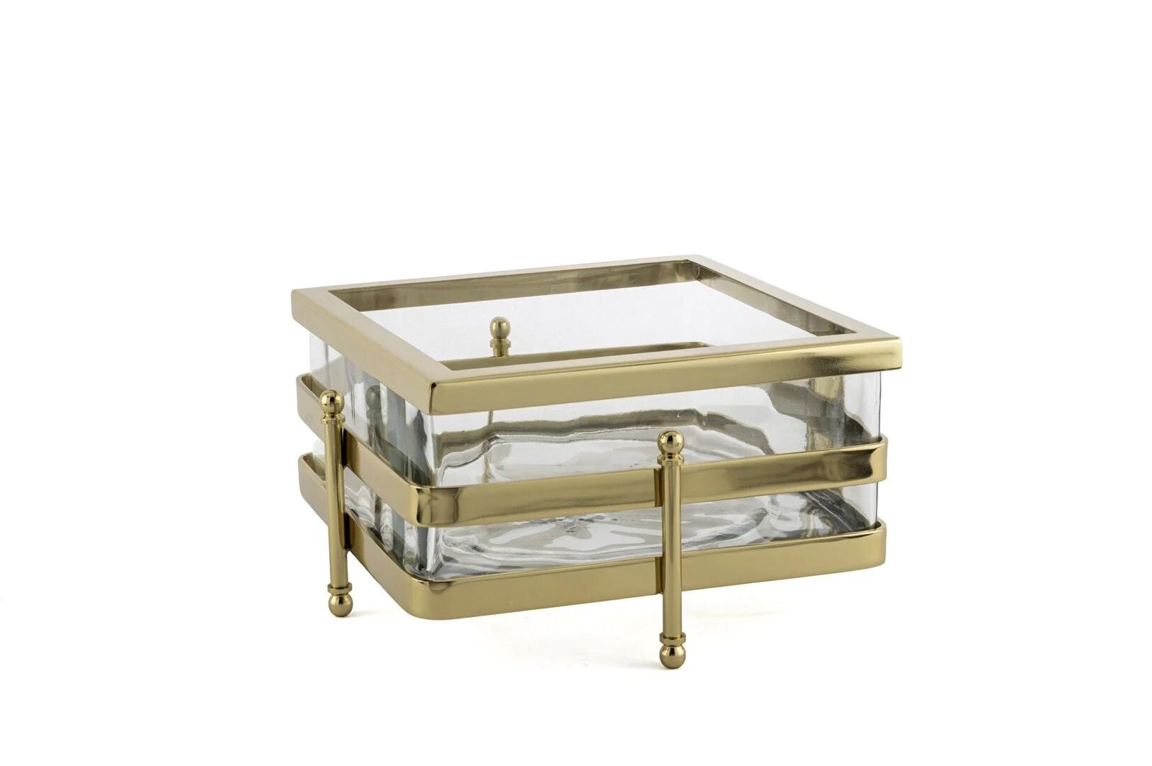 Gold Metal Standlı Kare Cam Sunumluk 23x13cm