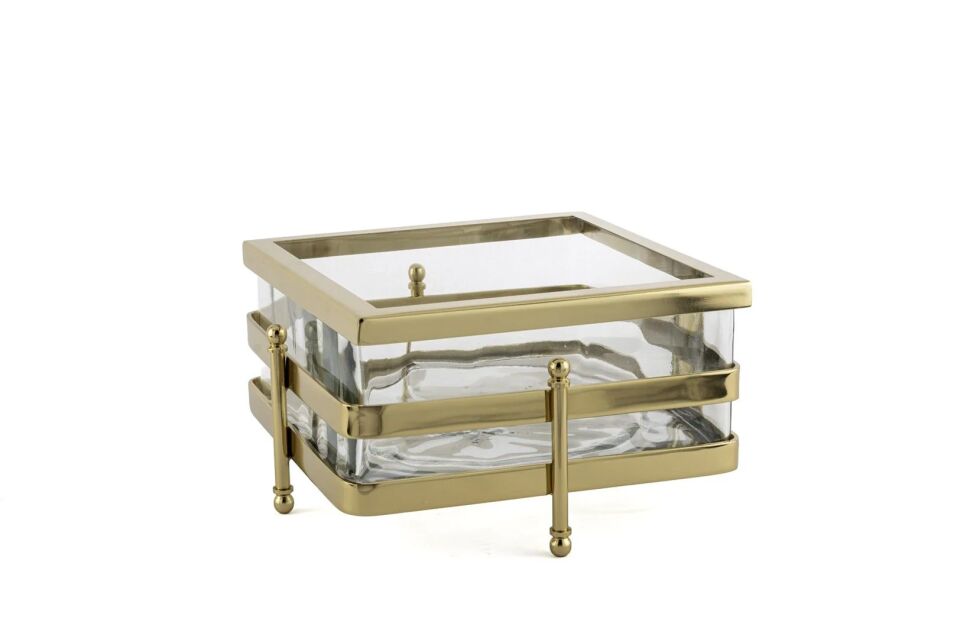 Gold Metal Standlı Kare Cam Sunumluk 23x13cm