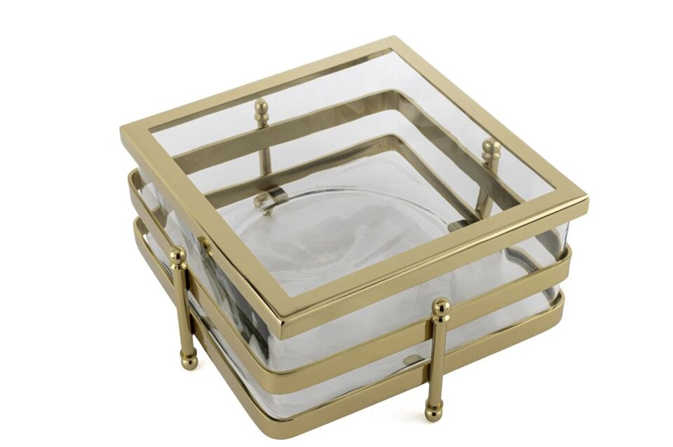 Gold Metal Standlı Kare Cam Sunumluk 23x13cm