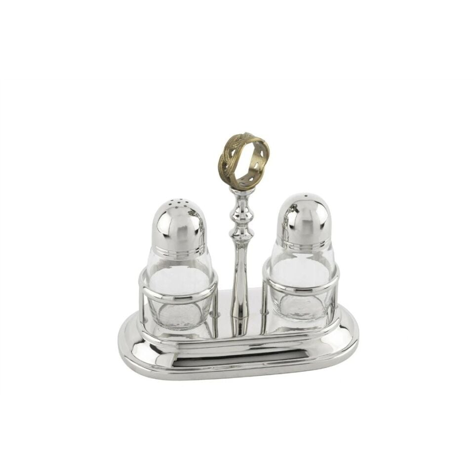 Gümüş Tuzluk Biberlik Seti 17x9x16cm