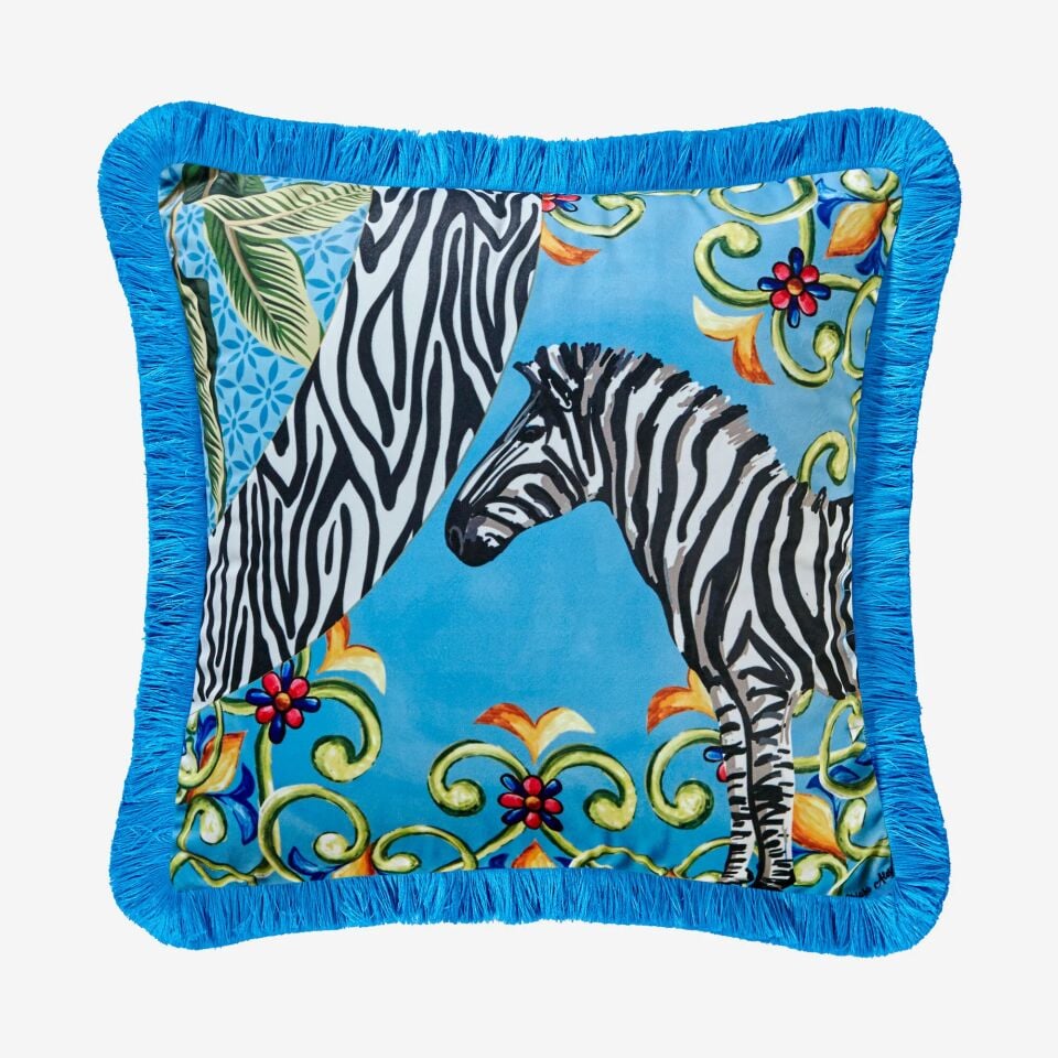 IL GIARDINO KADİFE YASTIK Zebra Desenli - 43x43cm