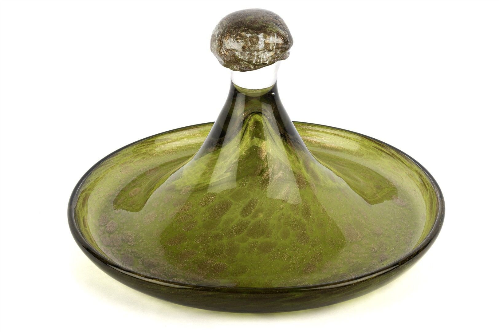 Yeşil Gold Simli Cam Dek Tabak 36x21cm