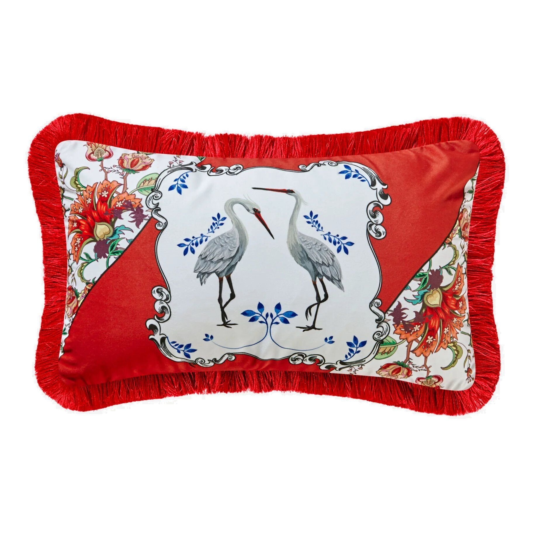 ALLURE KADİFE YASTIK Leylek Desenli - 30x50cm