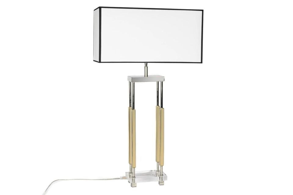 Beyaz Şapkalı Gold Gümüş Dik Metal Abajur 53x25x93 cm