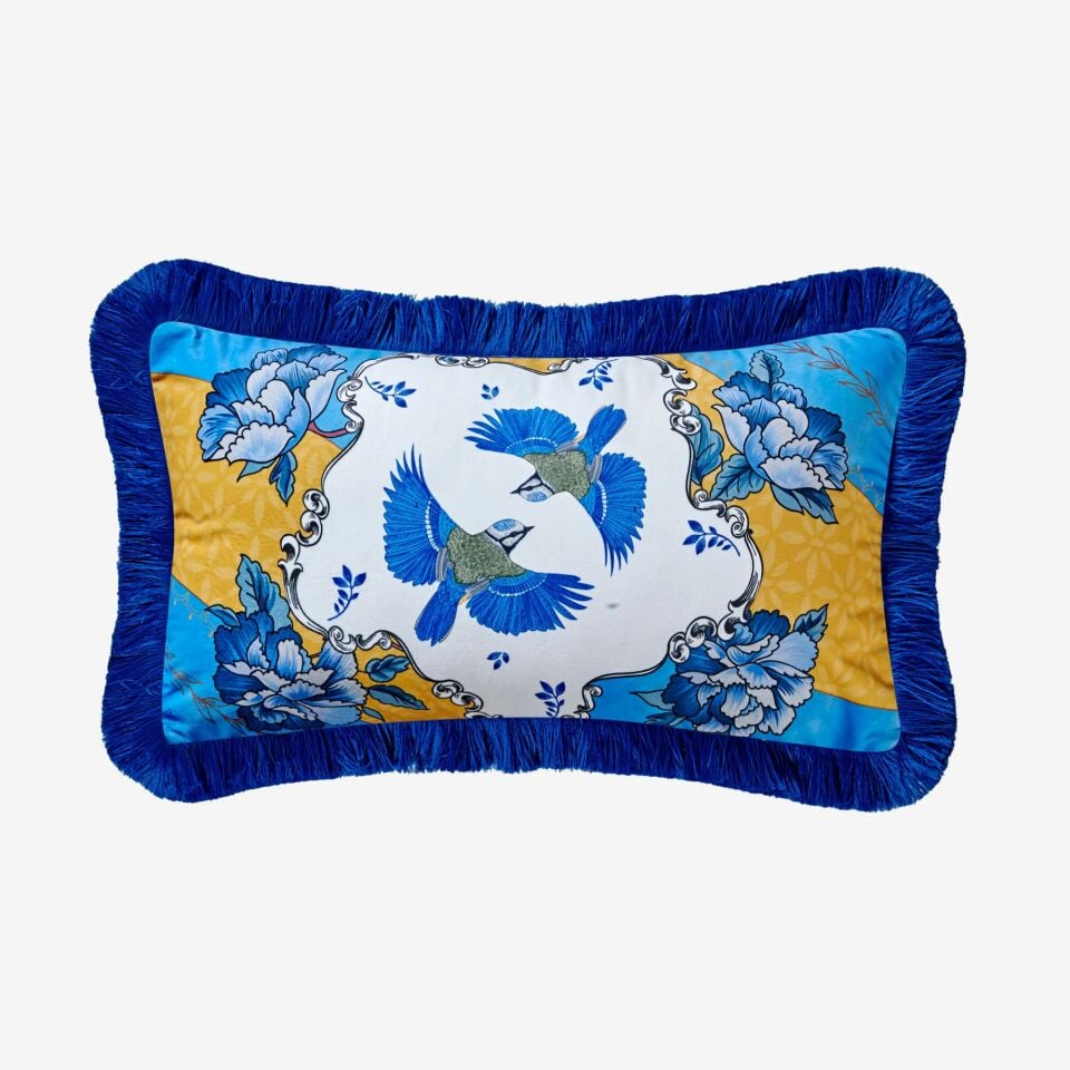 ALLURE KADİFE YASTIK Kuş Desenli - 30x50cm