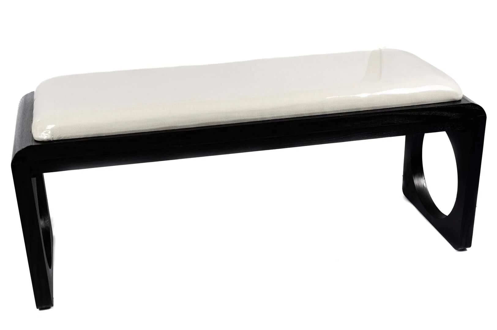 Beyaz Siyah Ahşap Ayaklı Bench