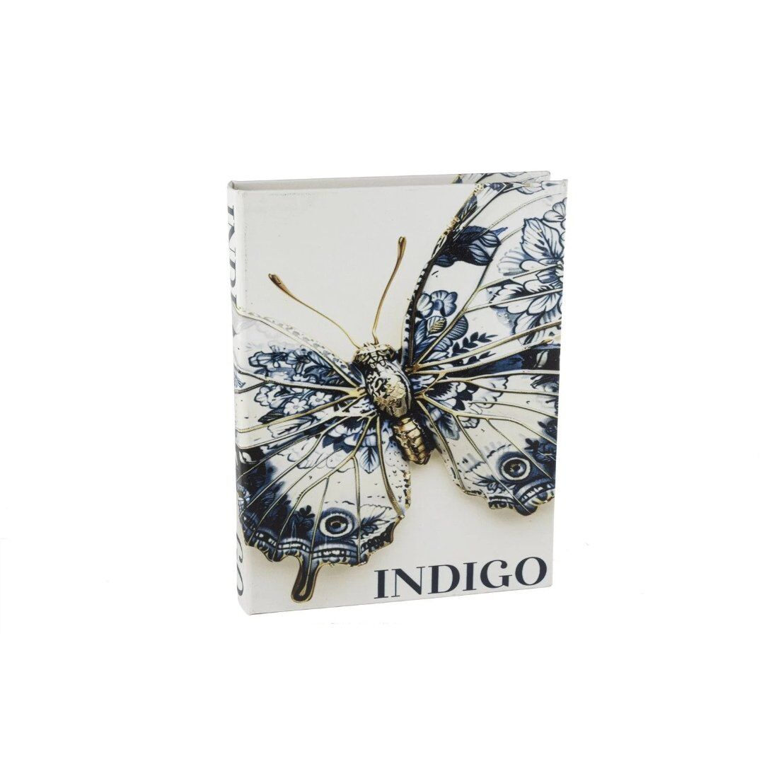 İndigo Kitap Kutu Beyaz/Mavi - 29x22x4cm