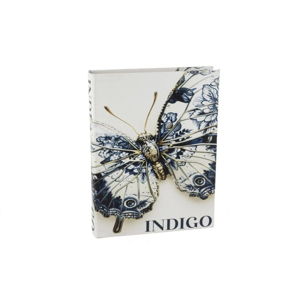 İndigo Kitap Kutu Beyaz/Mavi - 29x22x4cm
