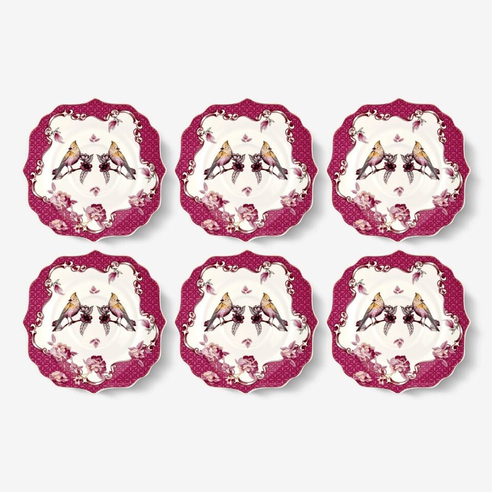 ALLURE  6 PARÇA ÇAY TABAĞI SETİ Pembe - 15cm