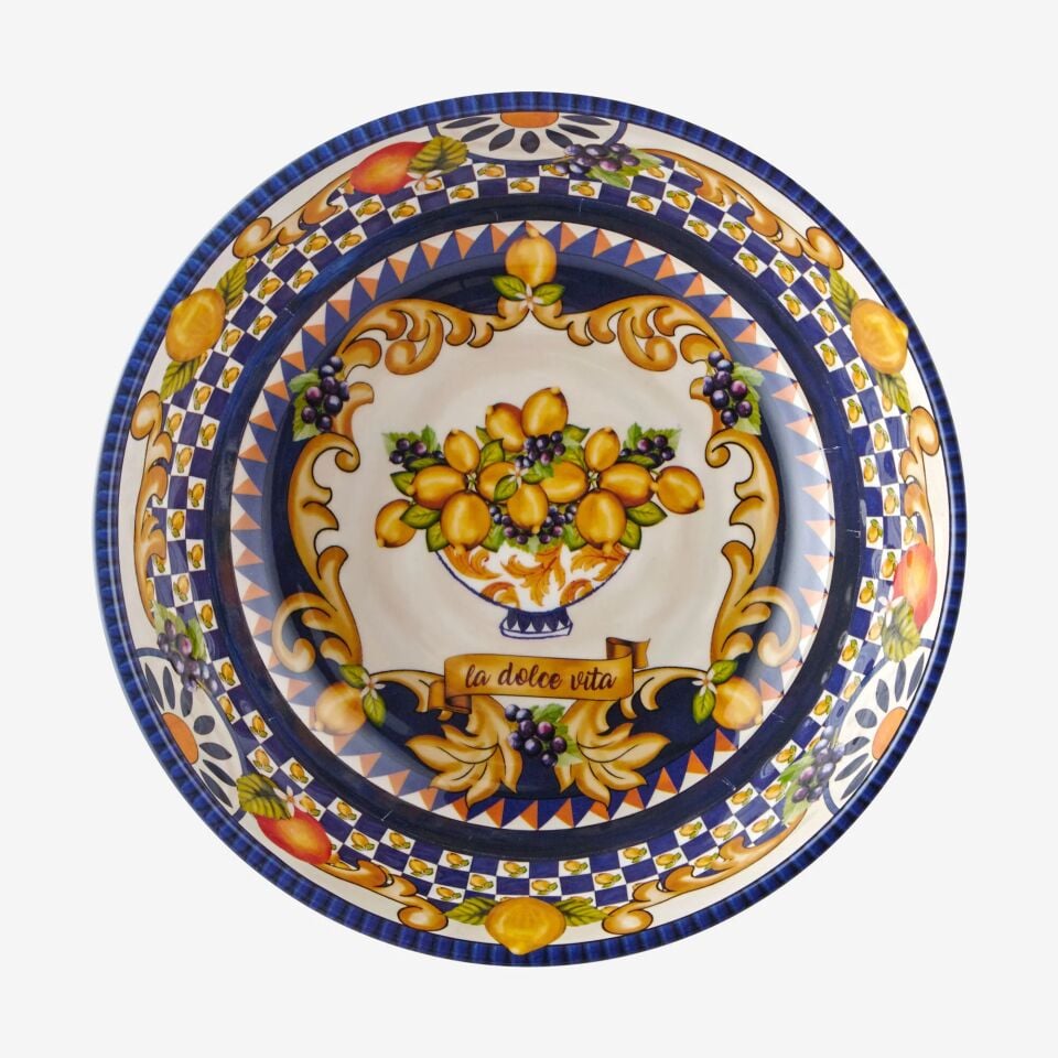 Capri Vazo Desenli Kase Mavi - 20cm