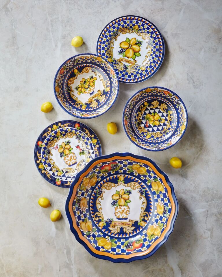 Capri Vazo Desenli Kase Mavi - 20cm