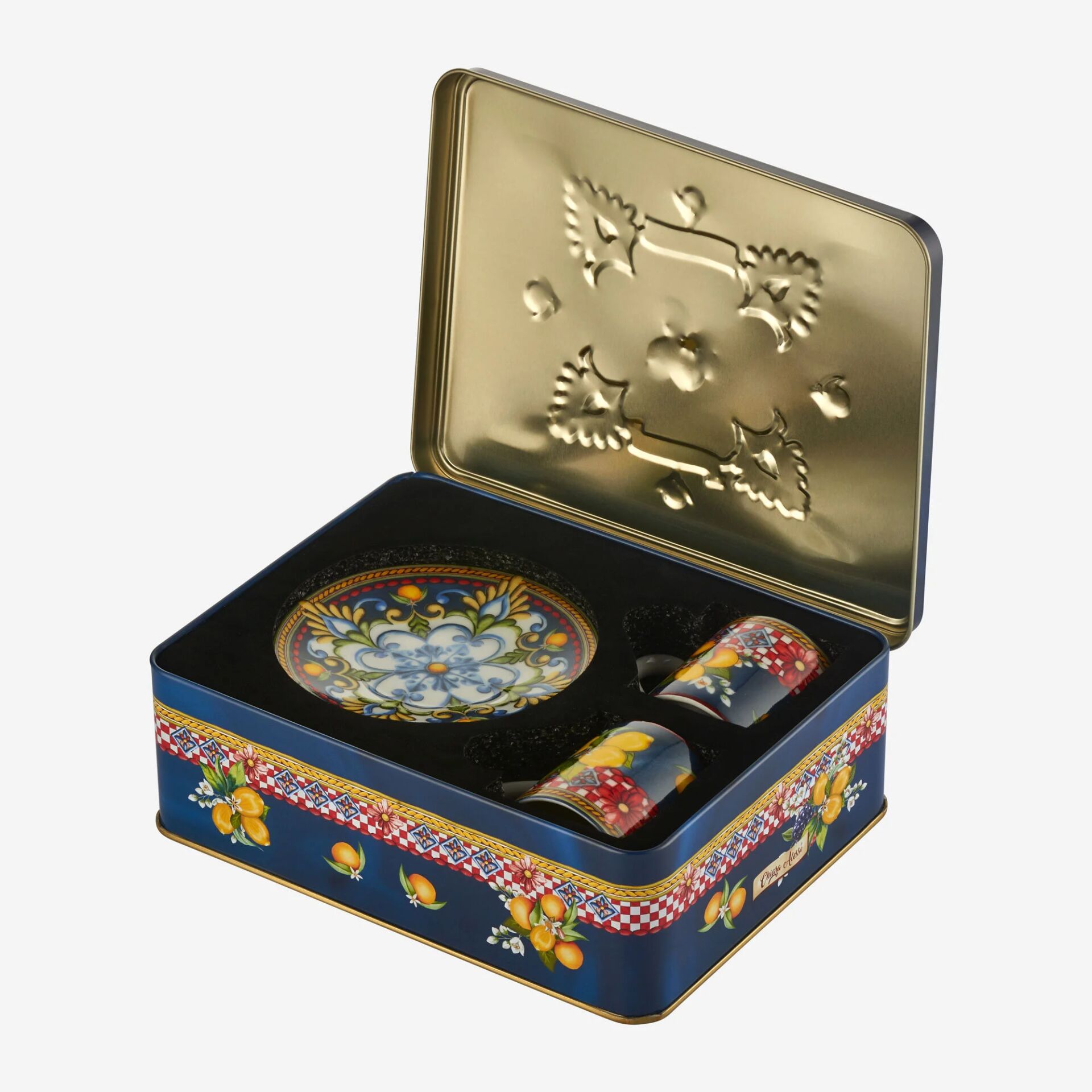 Capri Metal Kutulu Porselen Kahve Fincan Seti 120 Ml Mavi - 120ml