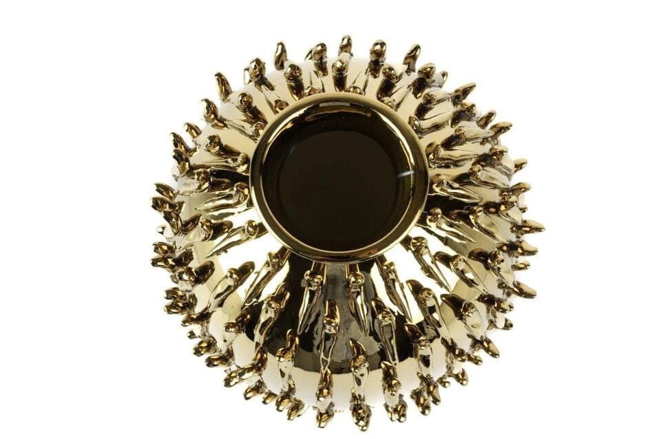 Gold Tırtıklı Vazo Gold - 18x18x35cm