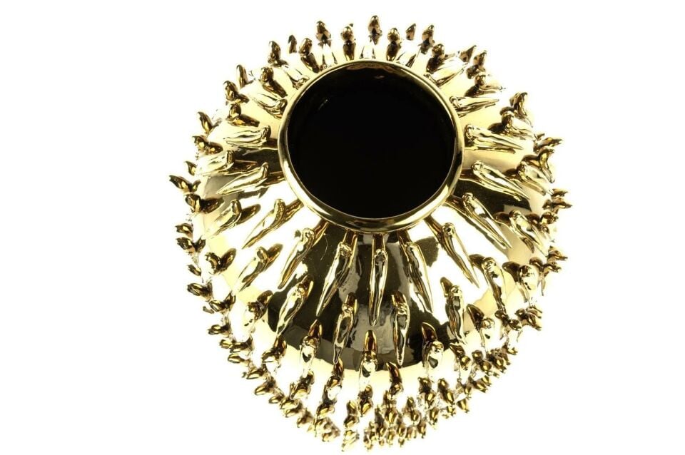 Gold Tırtıklı Vazo Gold - 18x18x46cm