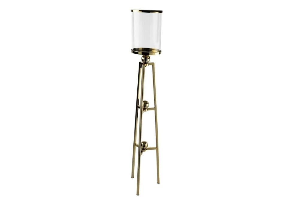 Gold 3 Ayaklı Metal Cam Mumluk Gold - 21x103cm