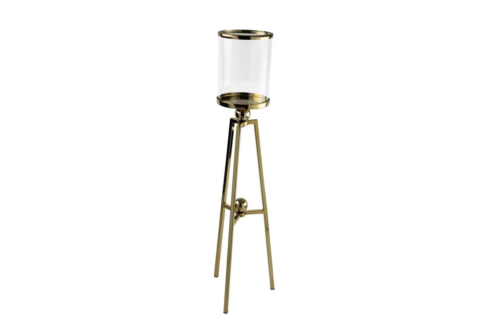 Gold 3 Ayaklı Metal Cam Mumluk Gold - 23x89cm