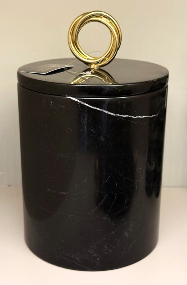 Çöp Kovası Siyah / Gold - 25x15cm