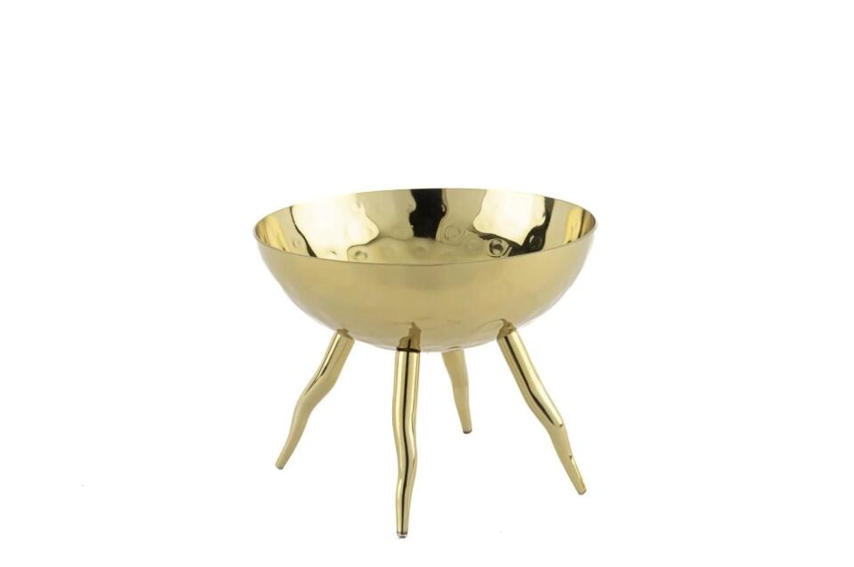 4 Ayaklı Metal Kase Gold - 16x13cm