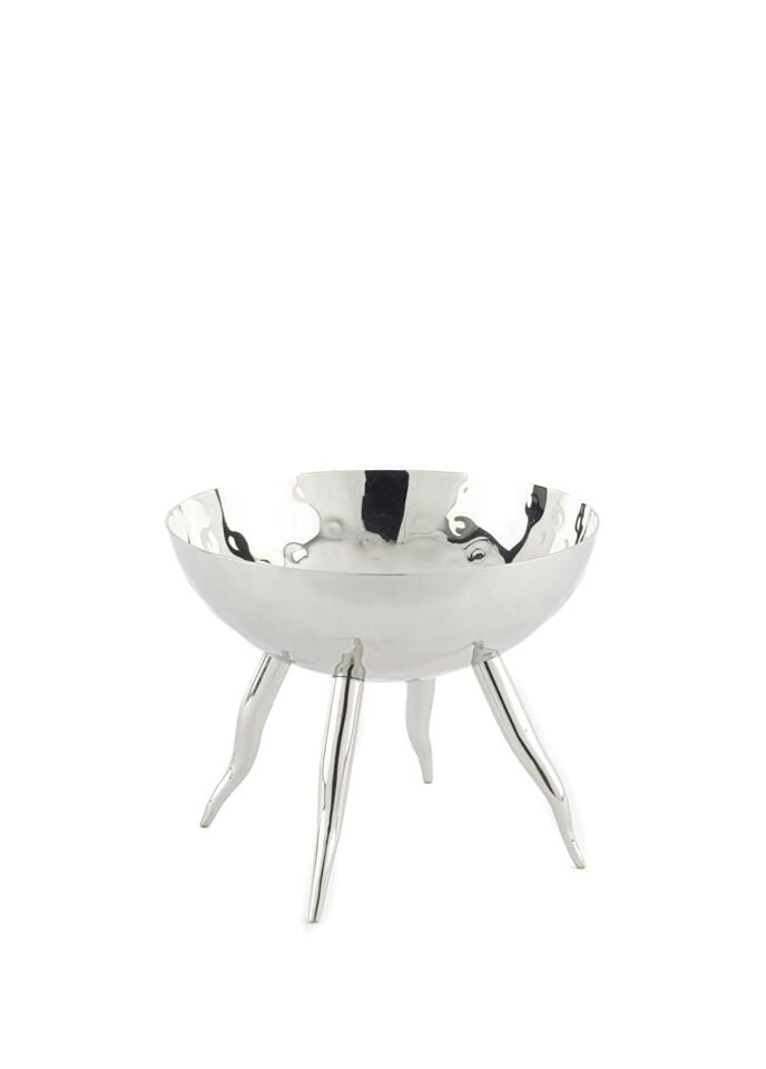 4 Ayaklı Metal Kase Gümüş - 16x13cm