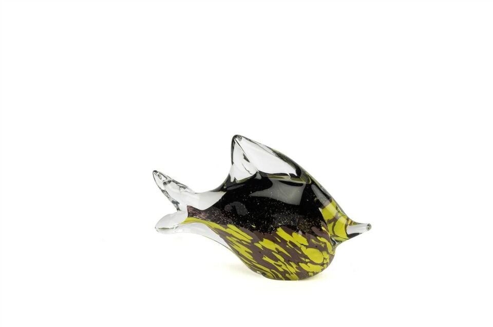 Sarı Siyah Balık Cam Dek Sarı/Siyah - 22x13cm
