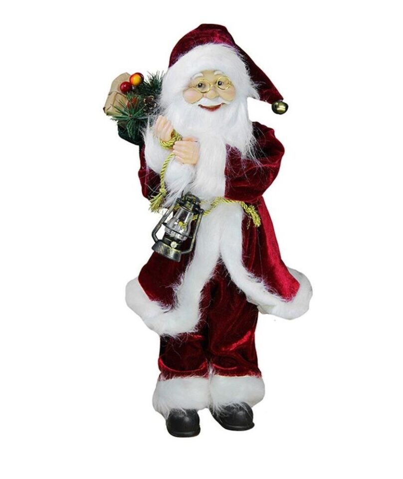 Fenerli Kadife Noel Baba Kırmızı 30cm - Kırmızı