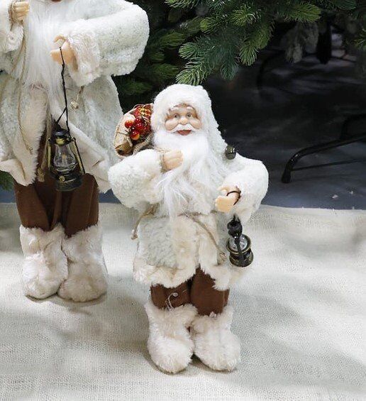 Fenerli Polarlı Noel Baba Bej 30 cm