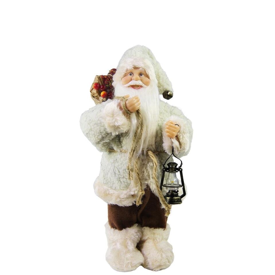 Fenerli Polarlı Noel Baba Bej 30 cm