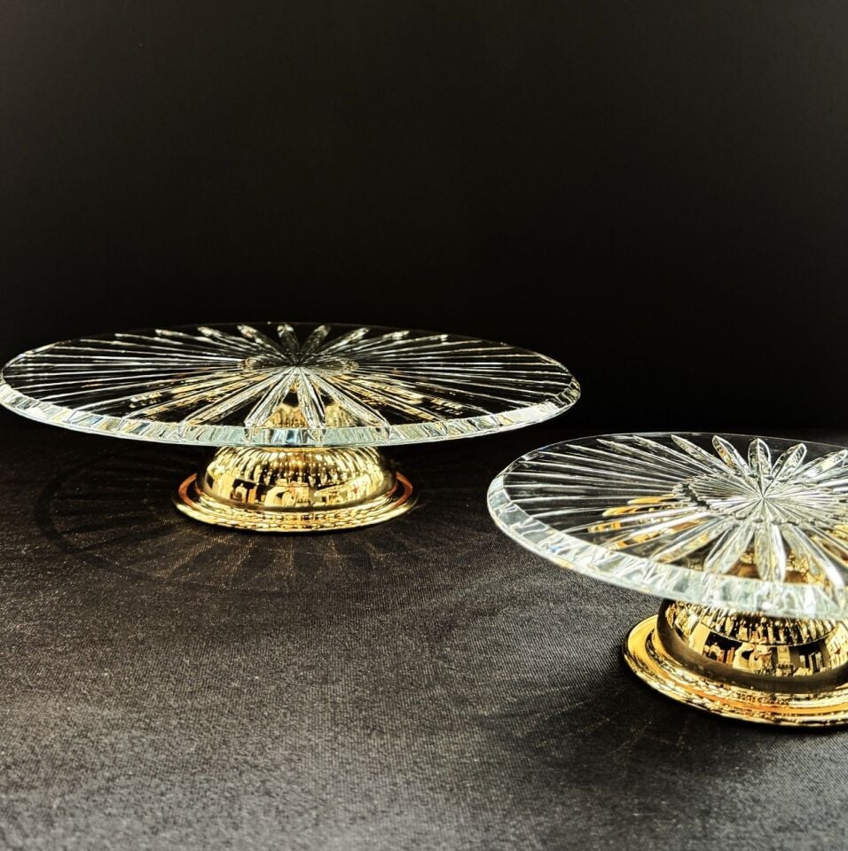 SILVER GLASS CAKE STAND Gold - 30cm