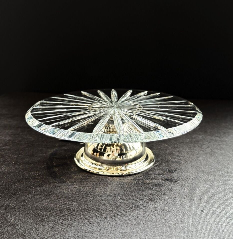 SILVER GLASS CAKE STAND Gümüş - 20cm