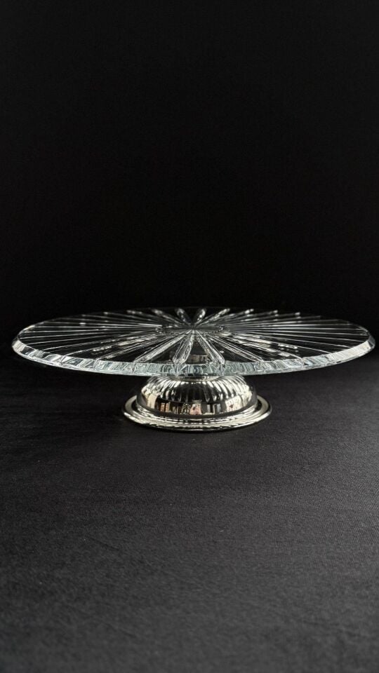 SILVER GLASS CAKE STAND Gümüş - 30cm