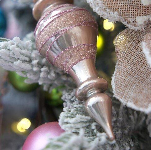 Yılbaşı Süsü Simli Fırıldak 3'lü Top Pembe 14 cm