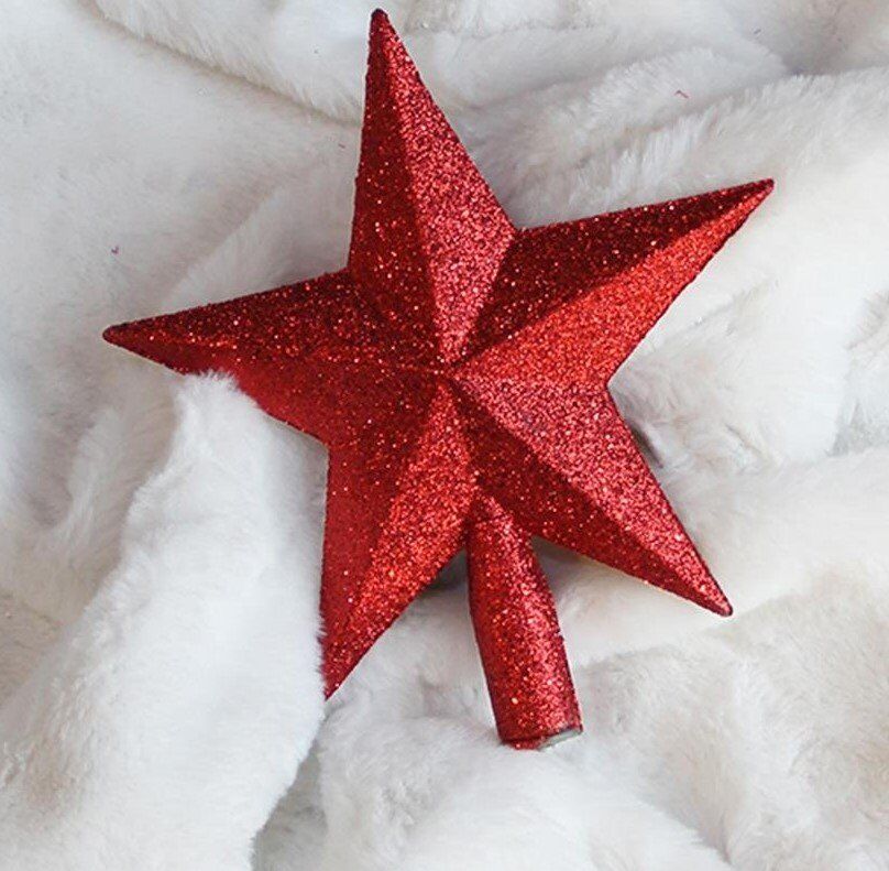 Yılbaşı Süsü Yıldız Çam Tepesi 20 cm Kırmızı
