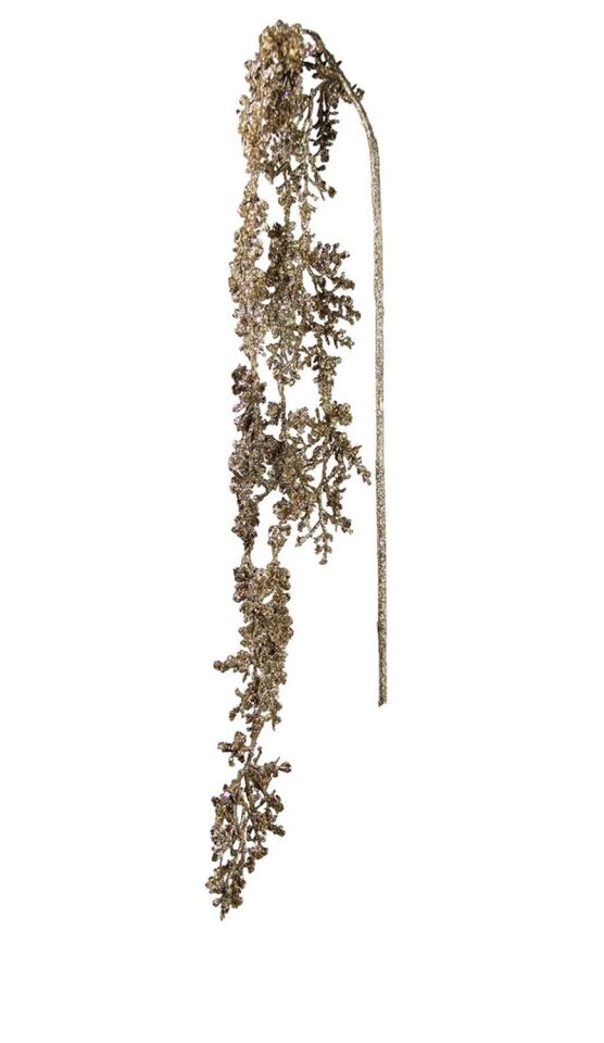 Yılbaşı Süsü Parlak Yaprak Sarkıt Şampanya 110 cm