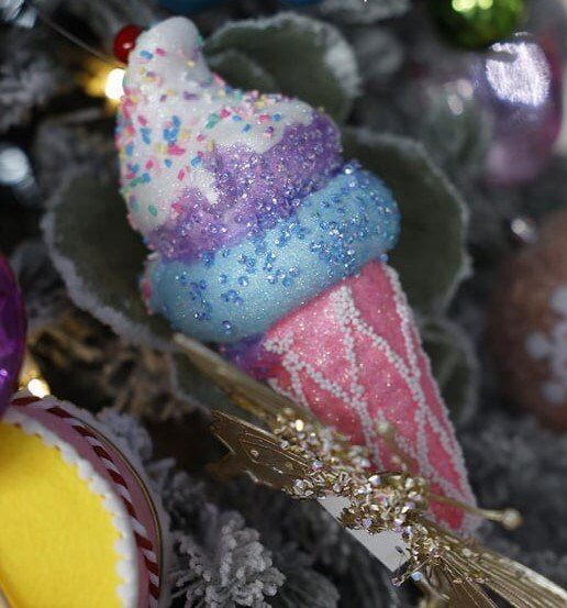 Yılbaşı Süsü Dondurma Mavi Pembe 22 cm