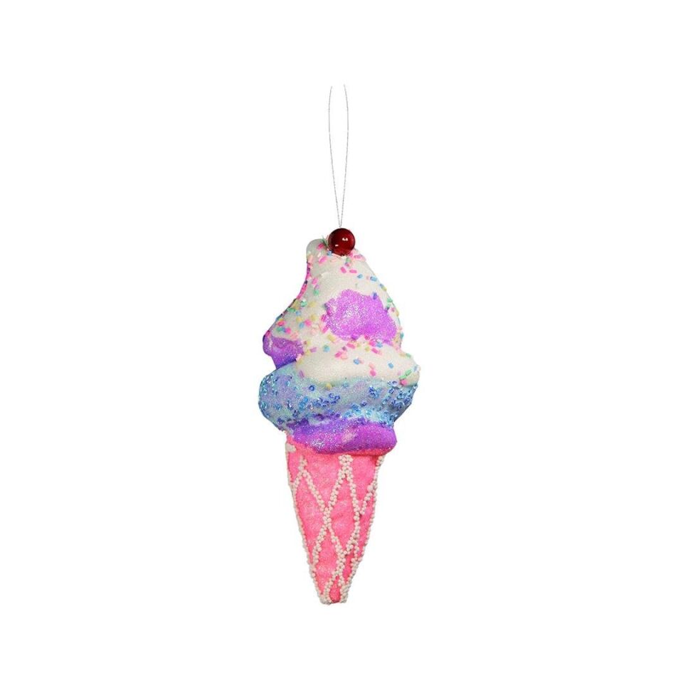 Yılbaşı Süsü Dondurma Mavi Pembe 22 cm