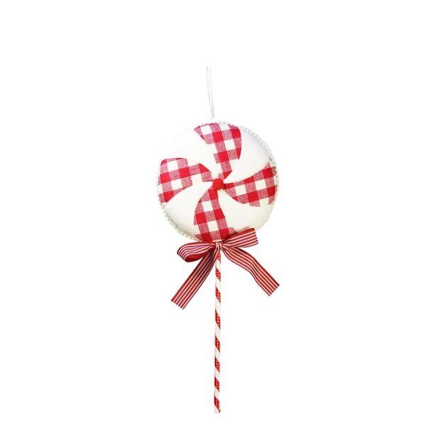Yılbaşı Süsü Ekoseli Lolipop Şeker Kırmızı Beyaz 50 cm